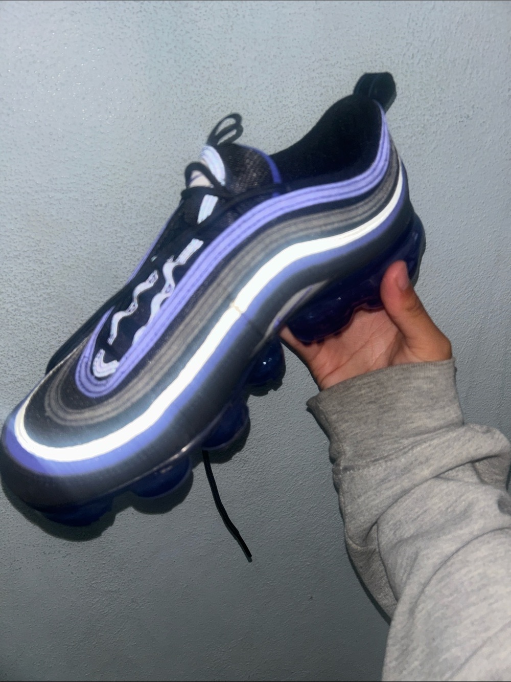 Reflective Black and Purple Athletic Sneaker
